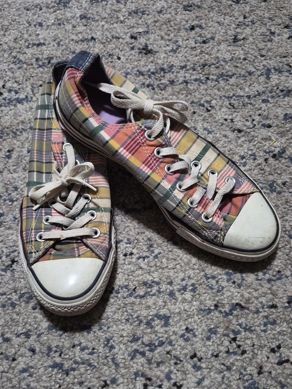 Plaid Canvas Low-Top Sneakers - Multi-Color